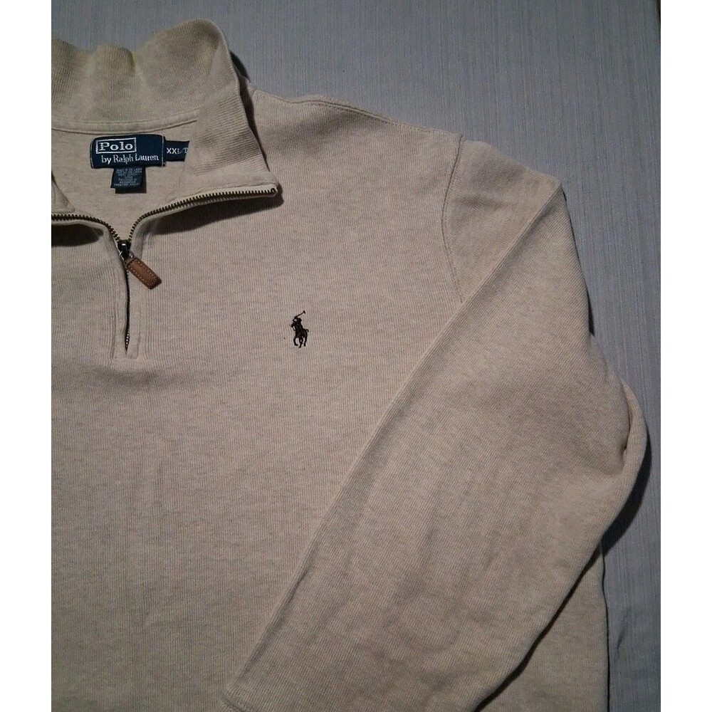 Polo Ralph Lauren Quarter Zip Pullover Cream Sweater 2XL